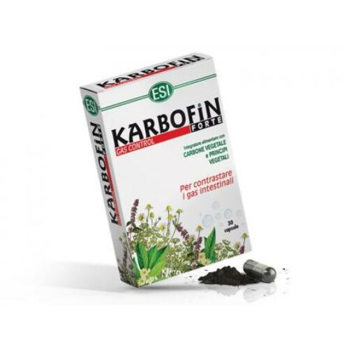 ESI® Karbofin forte, növényi szén kapszula - édeskömény, kamilla, ánizs és borsmenta illóolajokkal.