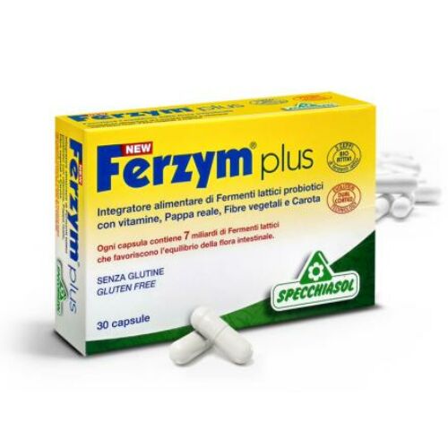Specchiasol® Ferzym® plus kapszula - 7 milliárd élő probiotikum prebiotikummal, vitaminokkal, méhpempővel.