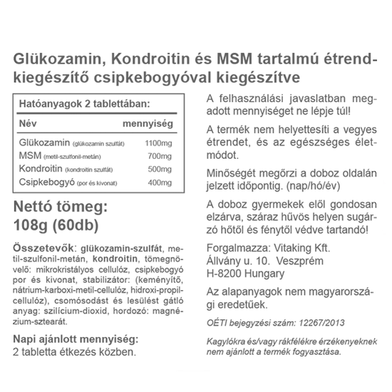 Vitaking Glükozamin + Kondroitin + MSM tabletta – 60db