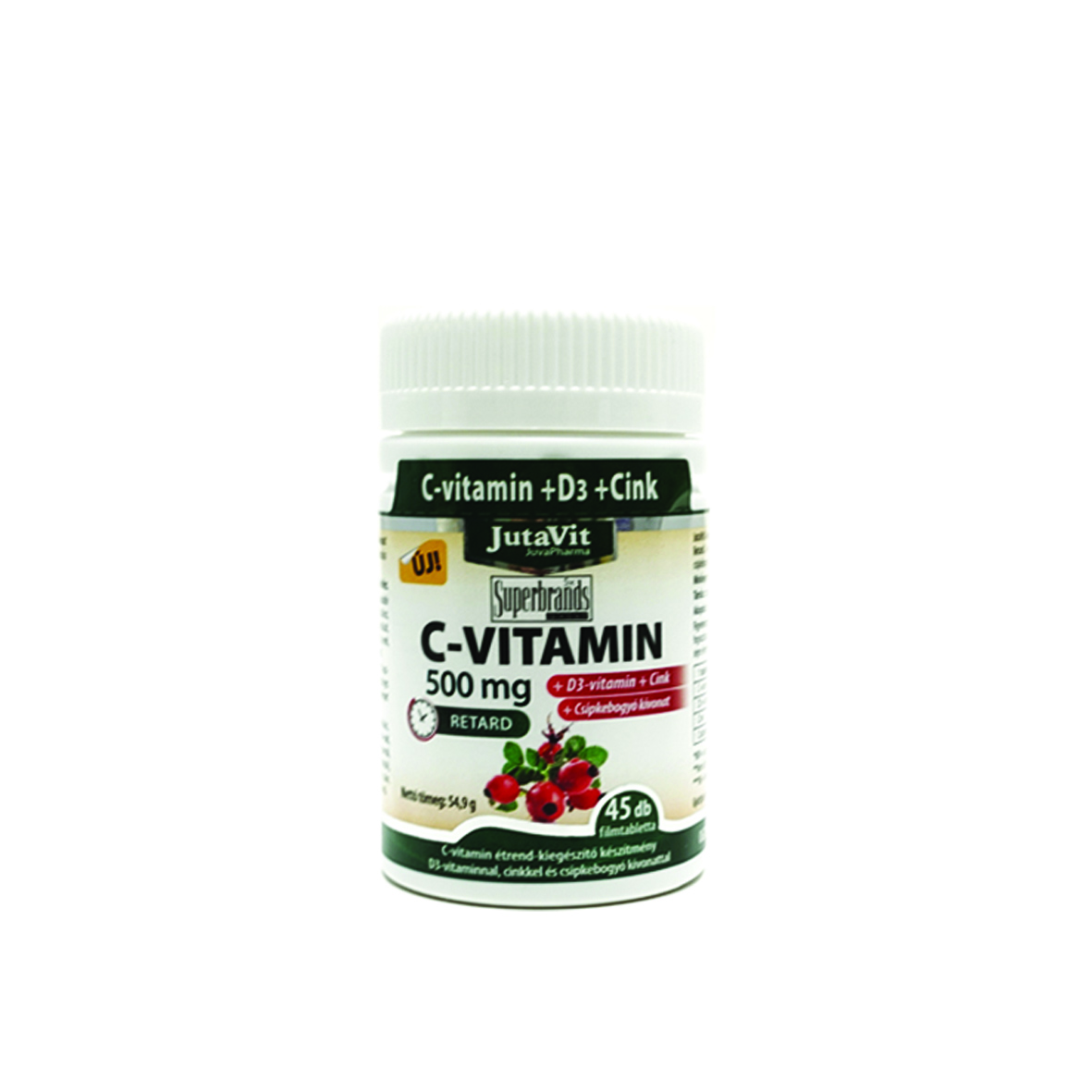 JutaVit C-vitamin 500mg + csipkebogyó + D3 + Cink 45db