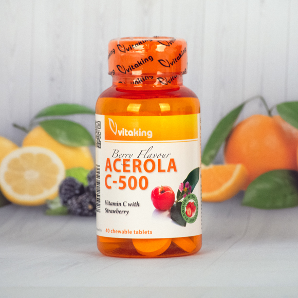 Vitaking Acerola C-500epres ízben (40 rágótabletta)